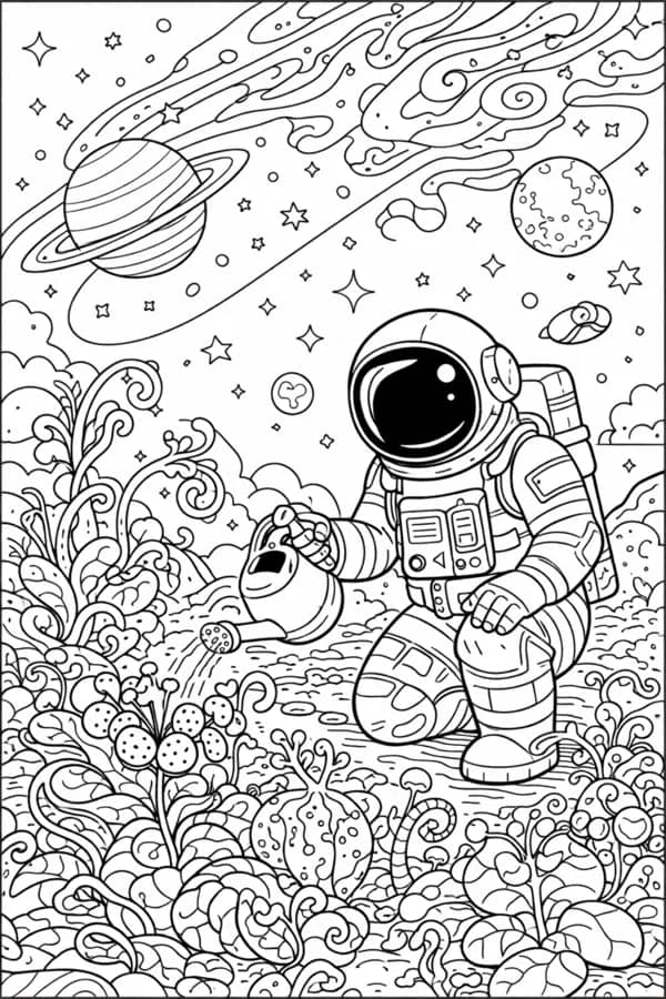 Alien Planet, free printable coloring page