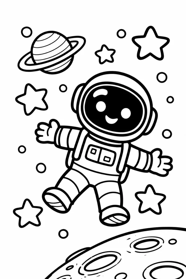 Astronaut Kid, free printable coloring page