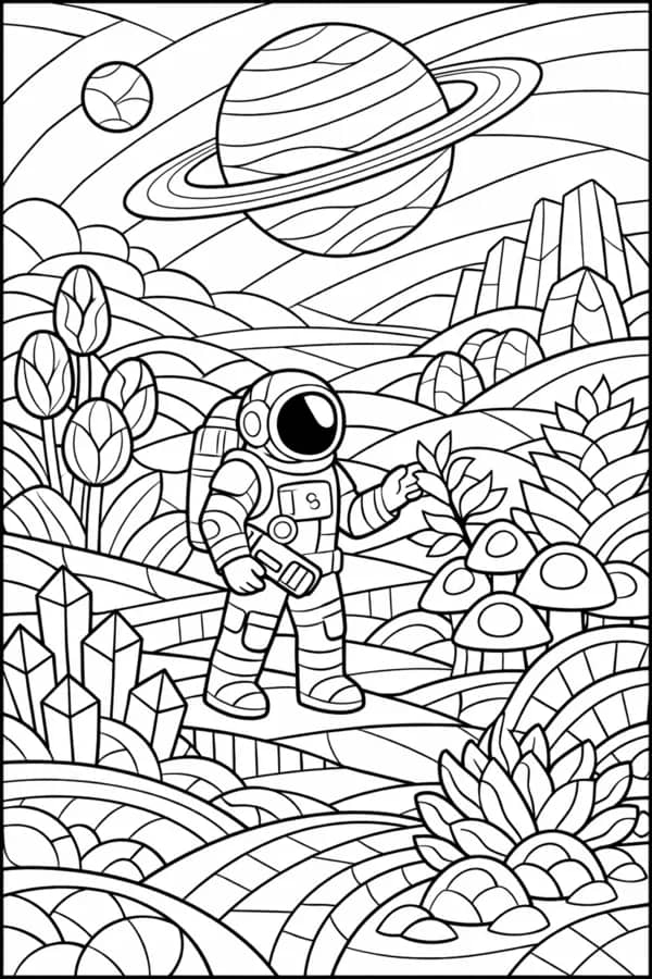 Astronaut, free printable coloring page