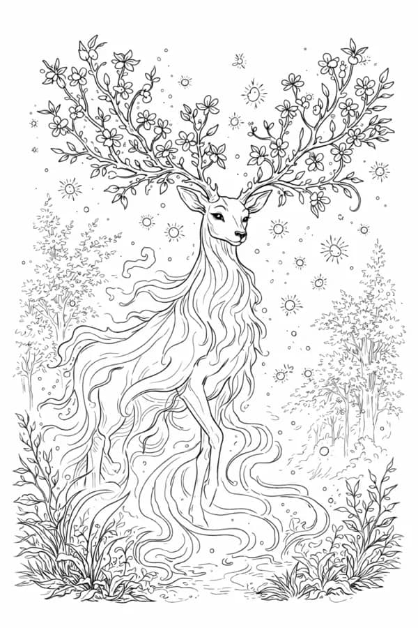 Forest Spirit, free printable coloring page