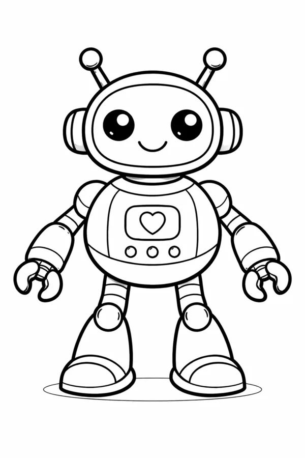 Friendly Robot, free printable coloring page