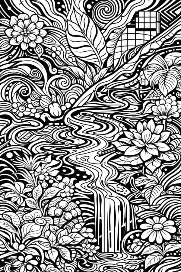 Garden Cottage, free printable coloring page