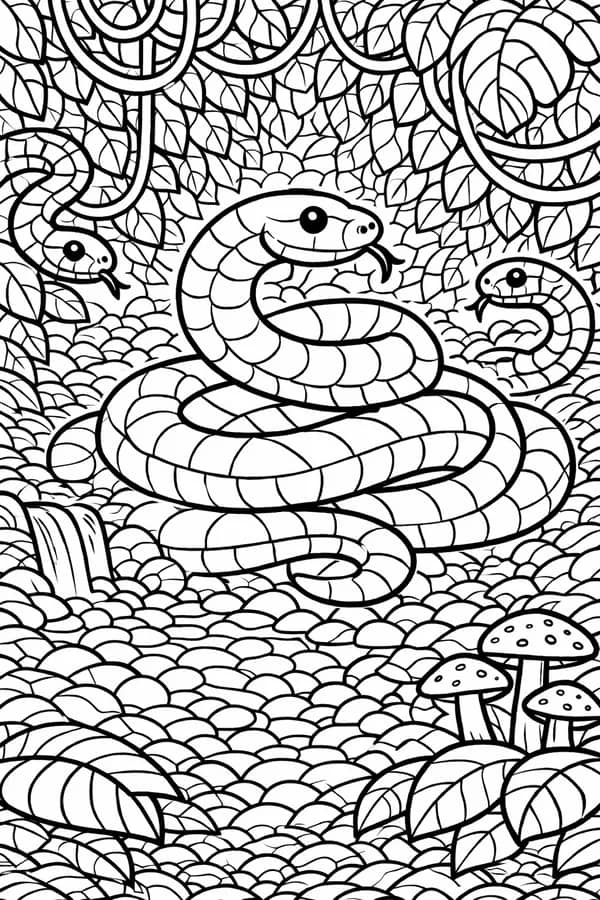 Jungle Snake, free printable coloring page