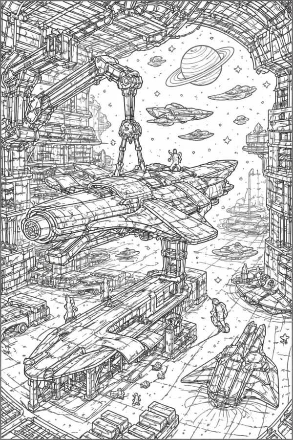 Nebula City, free printable coloring page