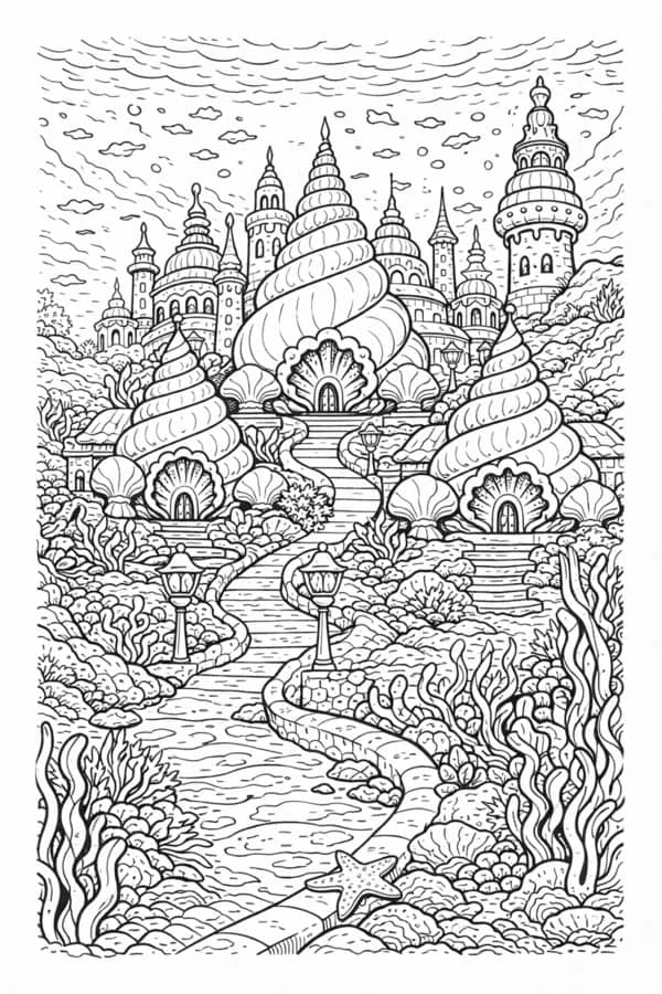 Ocean Kingdom, free printable coloring page