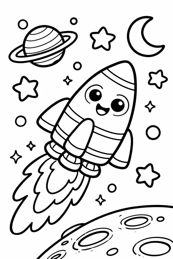 Rocket Ship, free printable coloring page