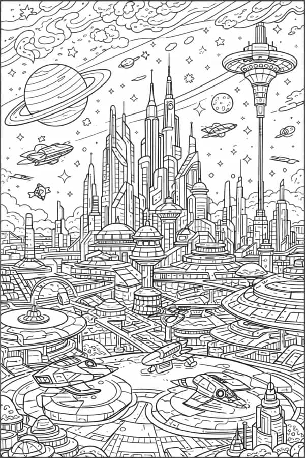 Saturn Rings, free printable coloring page