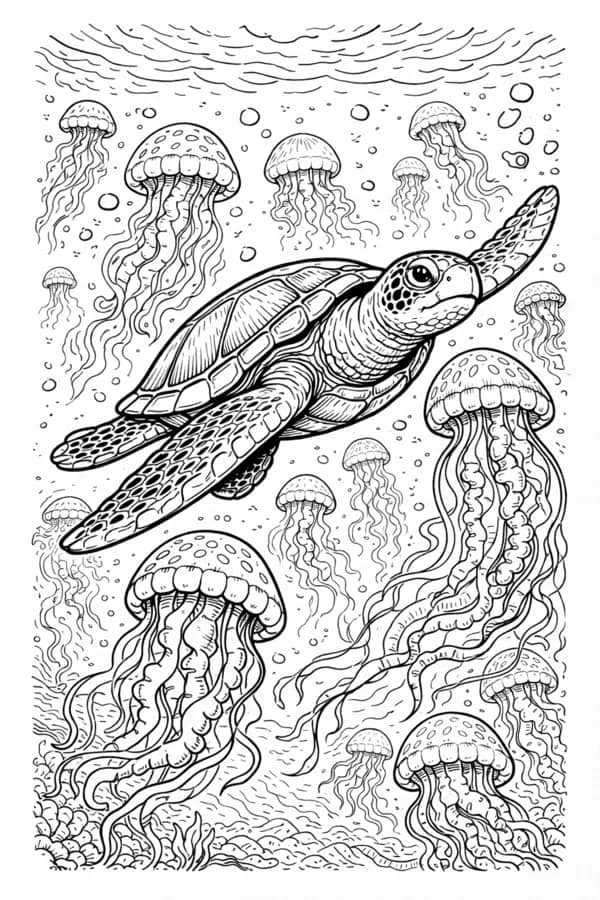 Sea Turtle, free printable coloring page