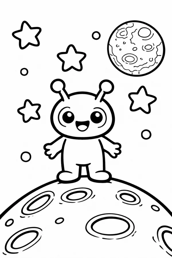 Space Alien, free printable coloring page