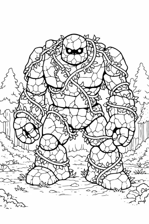 Stone Golem, free printable coloring page