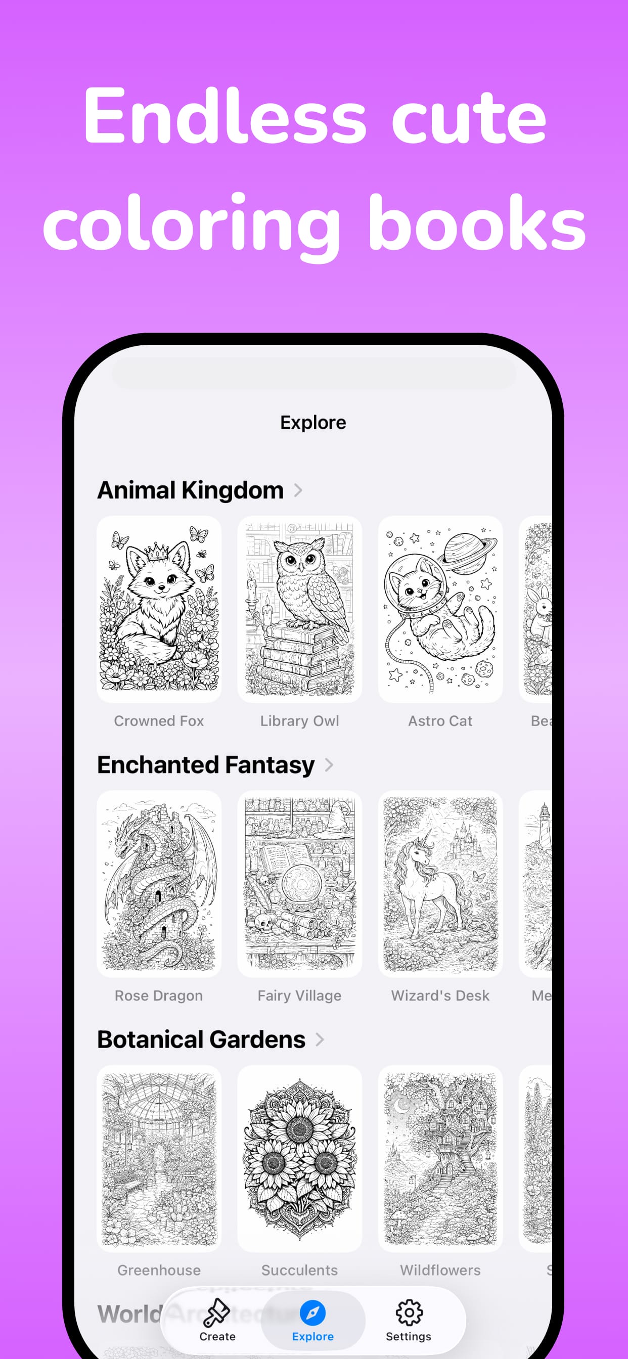 Explore endless cute coloring books in ColorFilla