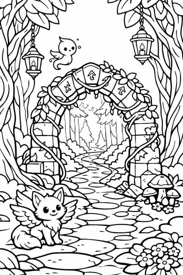 Enchanted Archway, free printable coloring page from ColorFilla