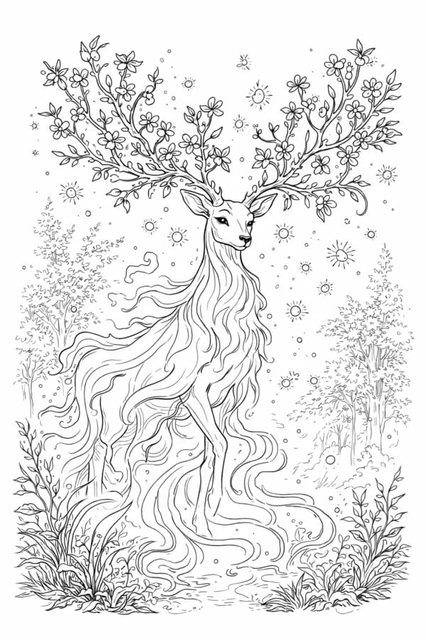 Forest Spirit, free printable coloring page from ColorFilla