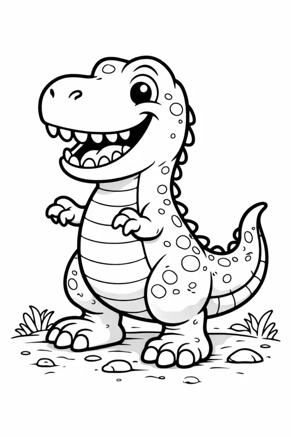 Happy Dinosaur, free printable coloring page from ColorFilla