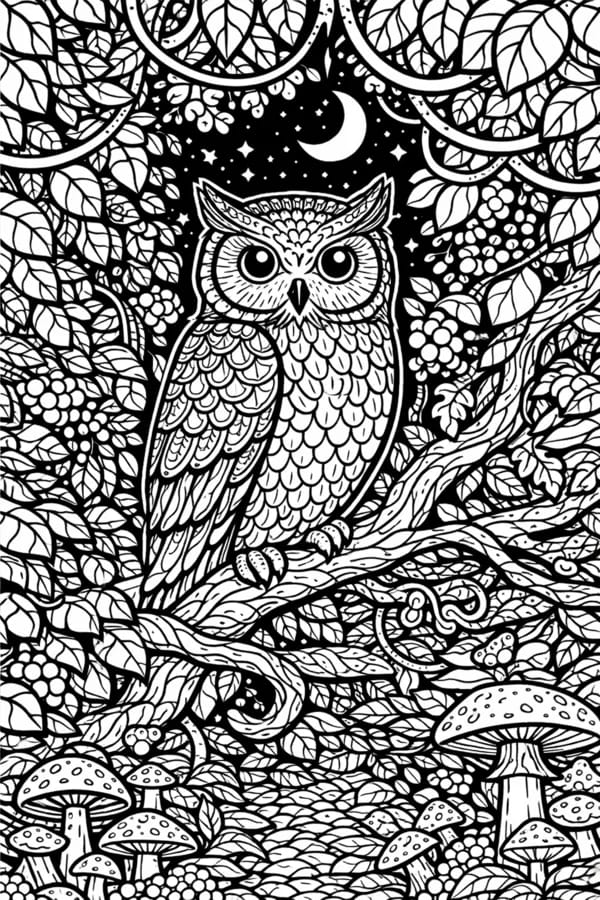 Night Owl, free printable coloring page from ColorFilla