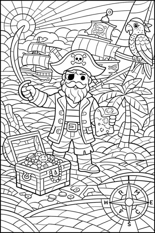 Pirate Treasure, free printable coloring page from ColorFilla