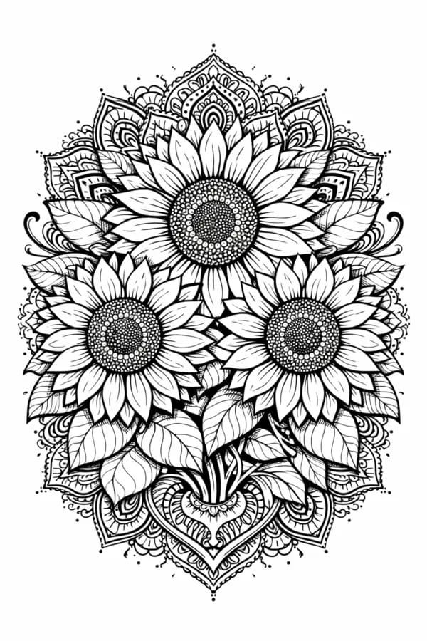 Sunflower, free printable coloring page from ColorFilla