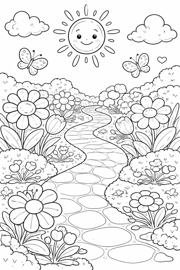 Sunny Blooms, free printable coloring page from ColorFilla